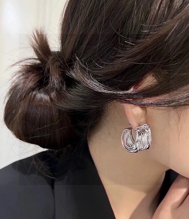 Balenciaga Twisted Hoop Polished Silver-Tone Earrings 6