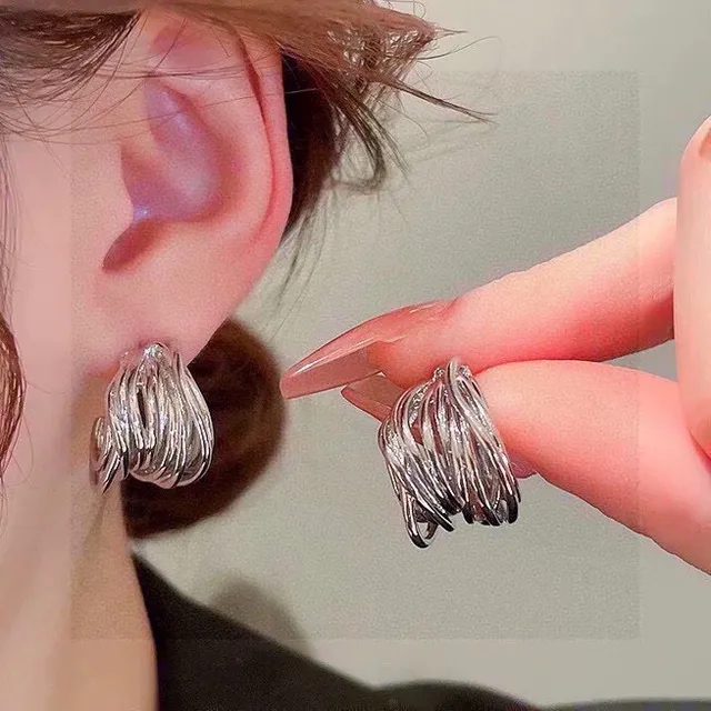 Balenciaga Twisted Hoop Polished Silver-Tone Earrings 7
