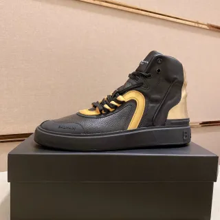 Balmain B-Court Black and Gold High-Top Lifestyle Sneakers