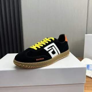 Balmain B-Court Black Yellow Orange Suede Lifestyle Sneakers