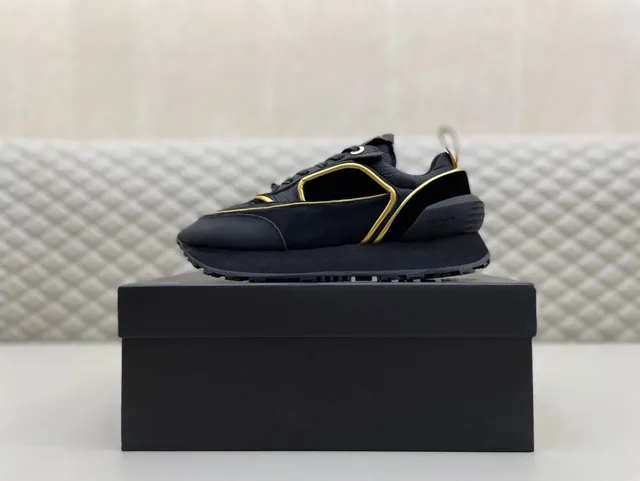 Balmain Black Gold Cutout-Panel Upper Detailing Chunky Sneakers 5