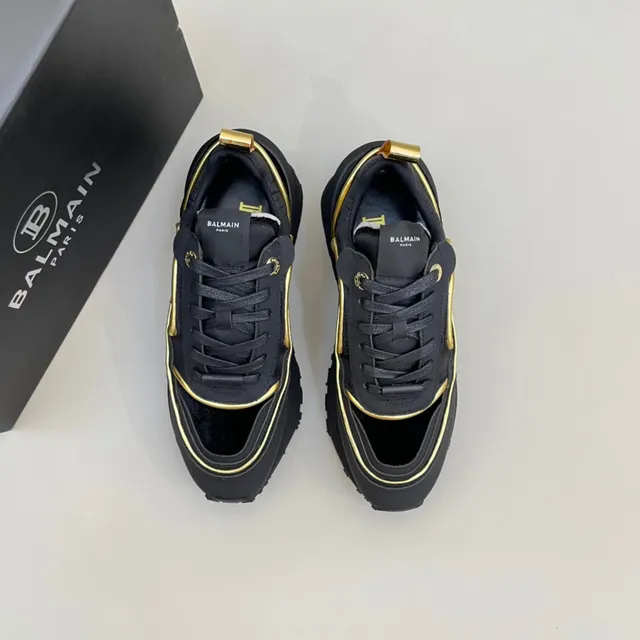 Balmain Black Gold Cutout-Panel Upper Detailing Chunky Sneakers 8