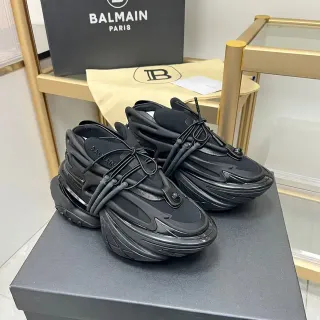 Balmain Black Monochrome Sculpted Layered Sole Chunky Sneakers