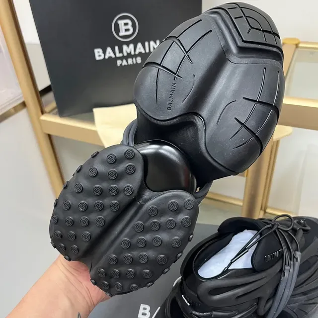 Balmain Black Monochrome Sculpted Layered Sole Chunky Sneakers 2
