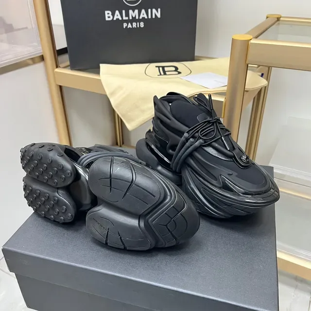 Balmain Black Monochrome Sculpted Layered Sole Chunky Sneakers 6