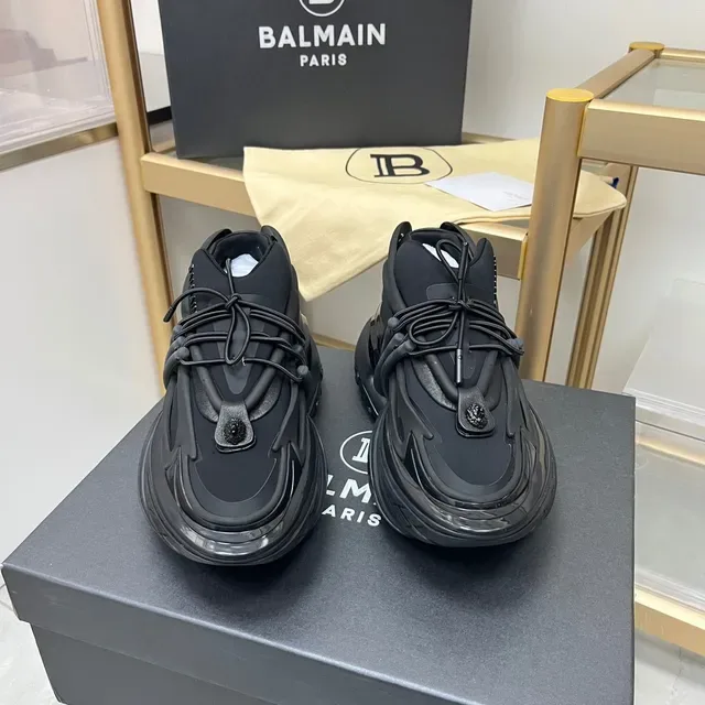Balmain Black Monochrome Sculpted Layered Sole Chunky Sneakers 7
