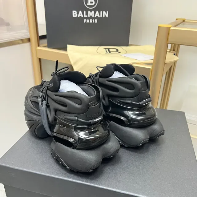 Balmain Black Monochrome Sculpted Layered Sole Chunky Sneakers 8