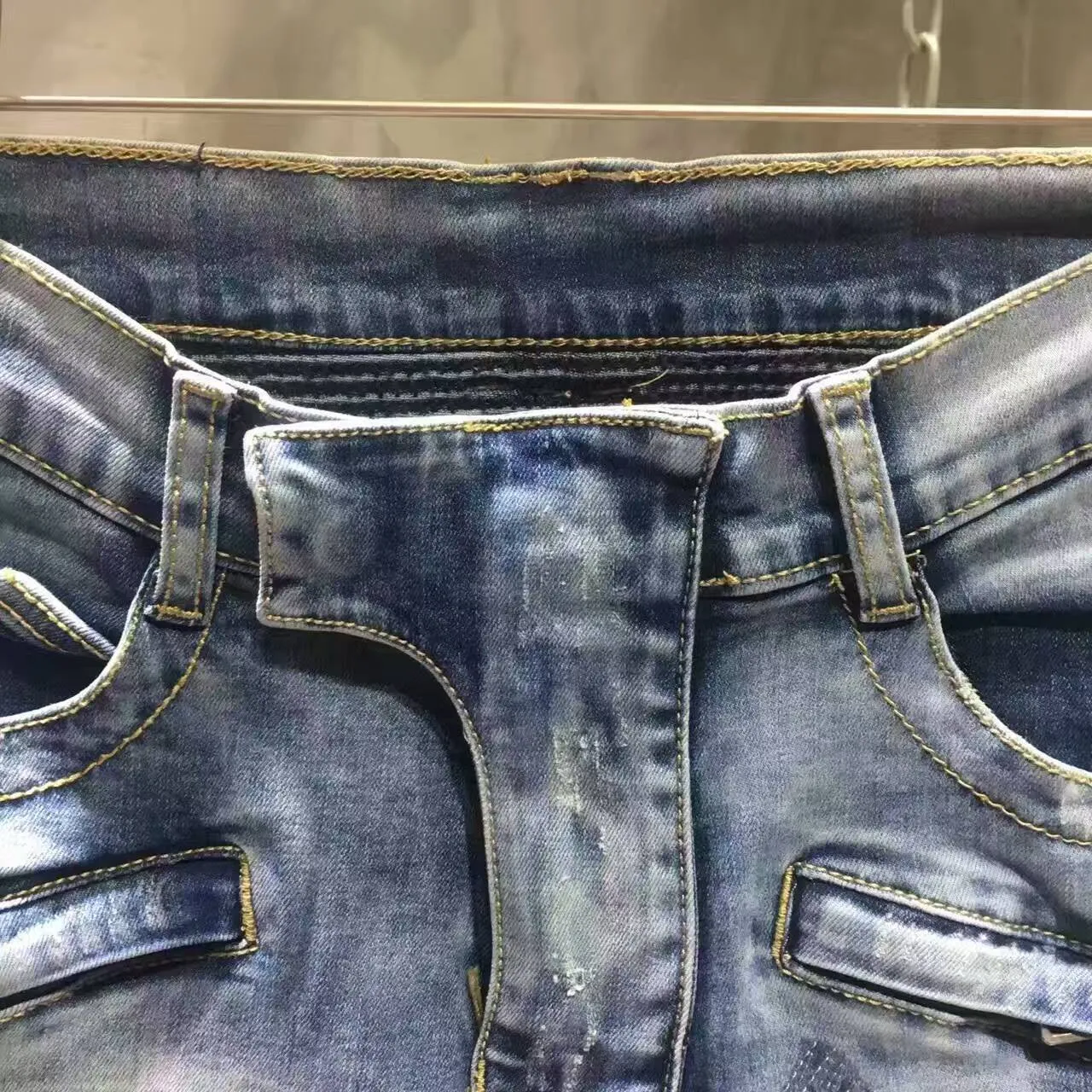 Balmain Distressed Medium-Wash Ribbed Waistband Slim Jeans 3