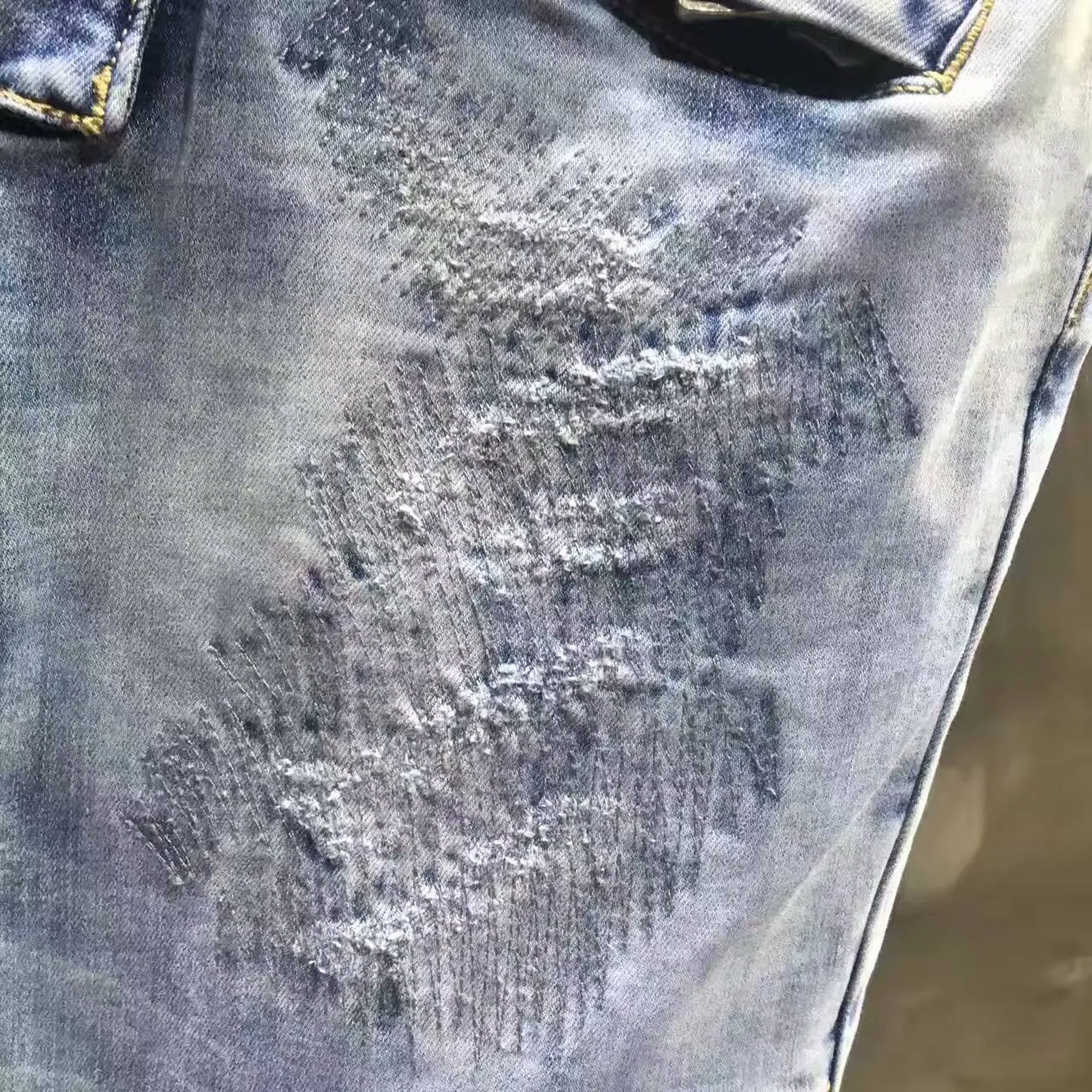 Balmain Distressed Medium-Wash Ribbed Waistband Slim Jeans 5