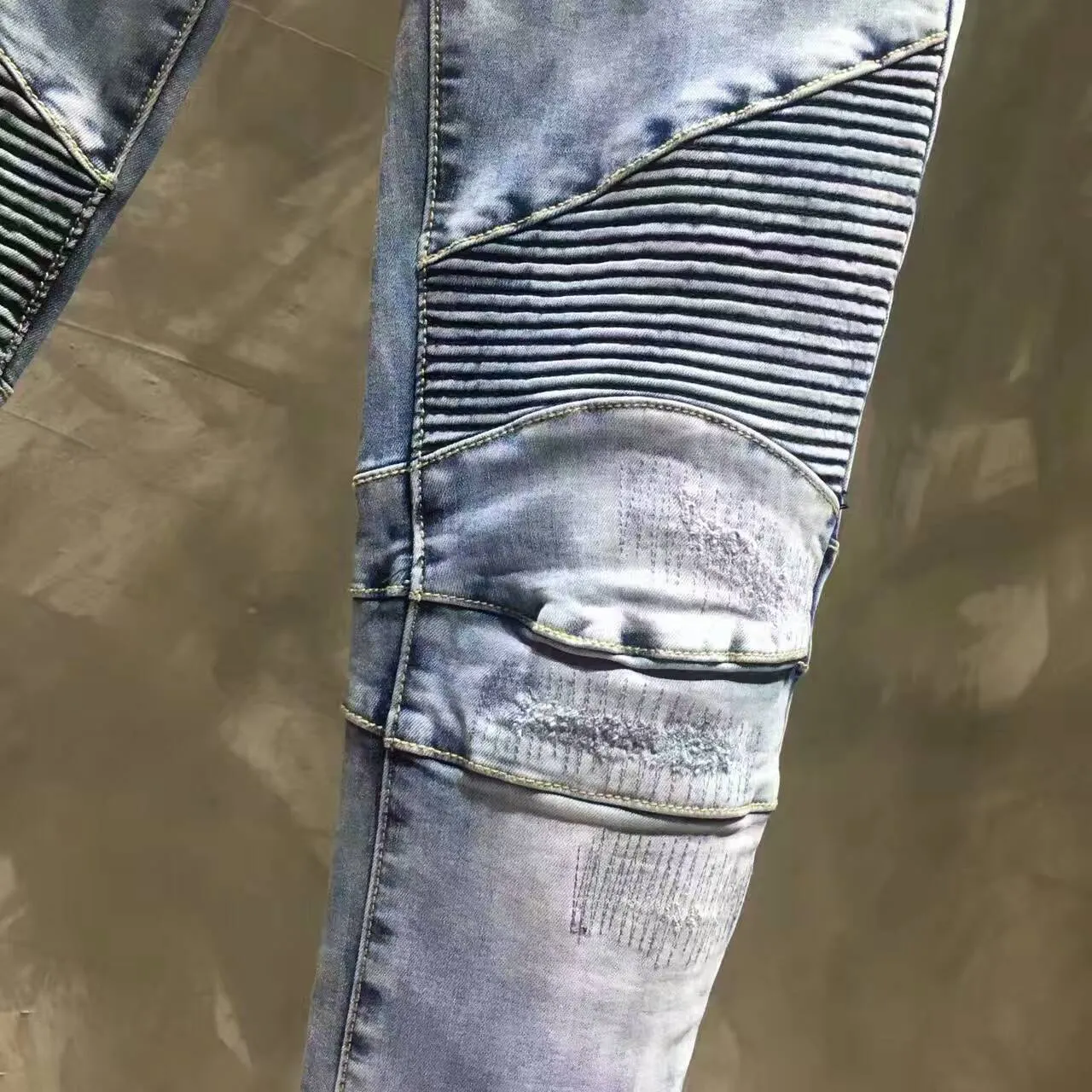 Balmain Distressed Medium-Wash Ribbed Waistband Slim Jeans 6