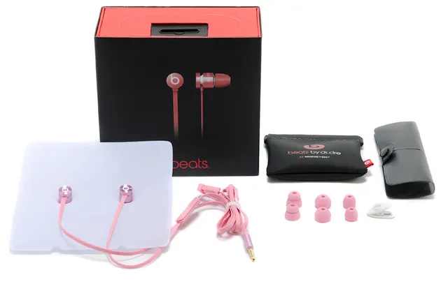 Beats Pink Silver Compact Metal Housing Flat Cable Sports Earphones 3