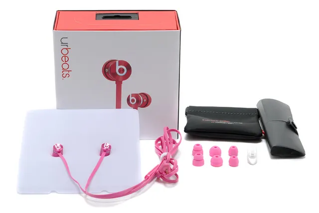 Beats Pink Silver Compact Metal Housing Flat Cable Sports Earphones 9