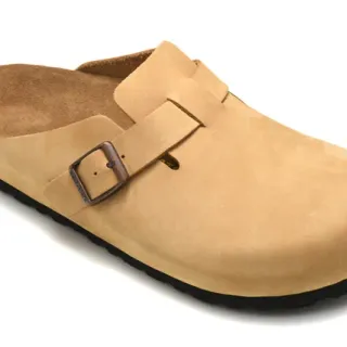 Birkenstock Arizona বেইজ ব্ল্যাক স্যুয়েড উপরের অংশ একটি বাকেল স্ট্র্যাপ ক্যাজুয়াল জুতো