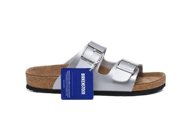 Birkenstock Arizona فضي معدني صنادل كاجوال 2