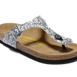 Birkenstock Arizona White Gray Floral Print Casual Sandals