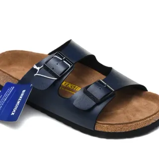 Birkenstock Navy Brown দুই স্ট্র্যাপ বাকেল-অ্যাডজাস্টেবল কাজুয়াল স্যান্ডাল