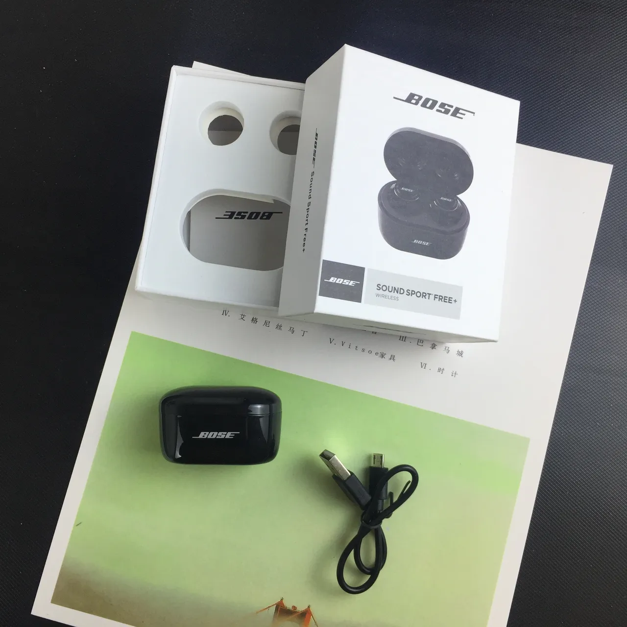 Bose SoundSport Free+ Black Red Glossy Finish Compact Oval Charging Case TWS Earbuds 5