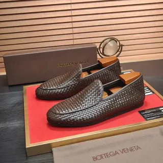 Bottega Veneta Andiamo Brown Black Intrecciato Woven Leather Slip-On Loafer
