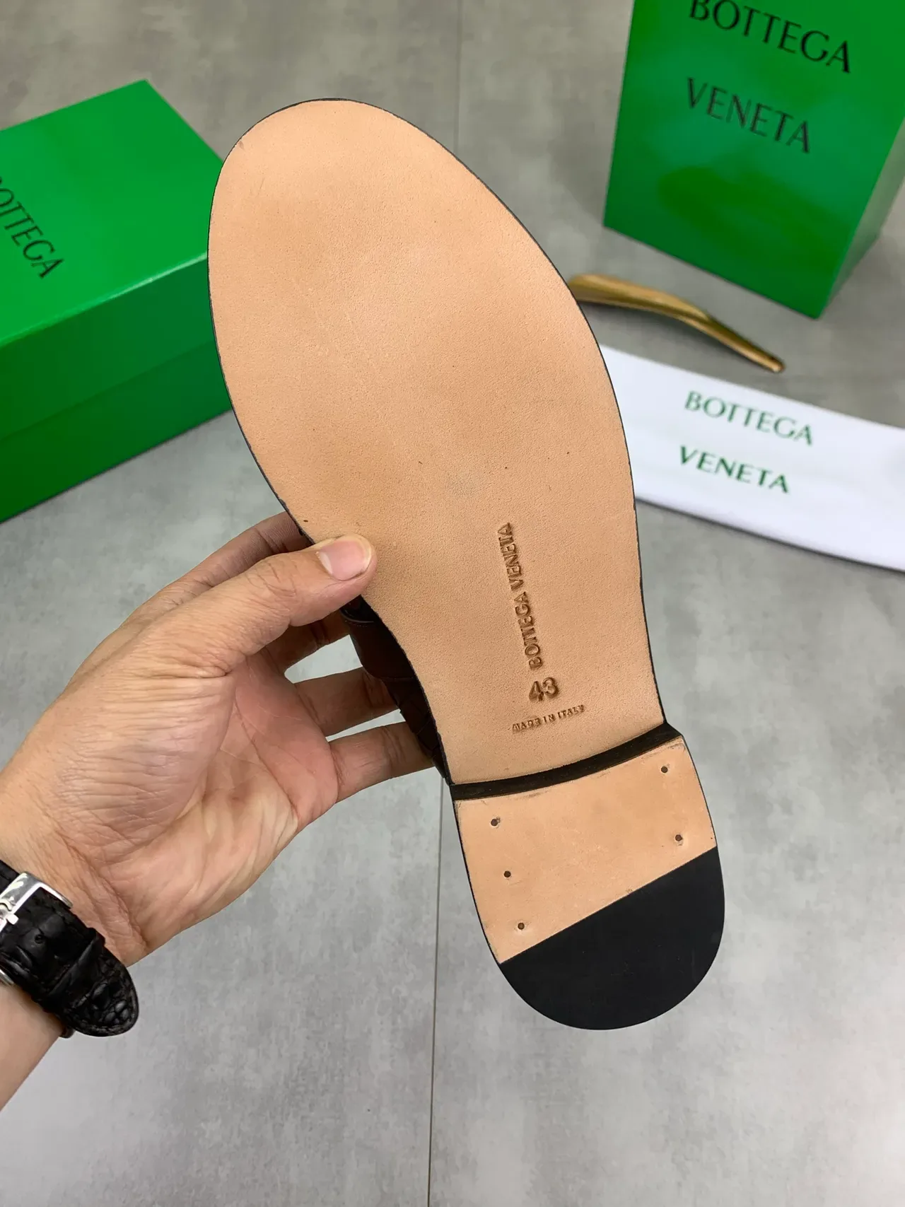 Bottega Veneta Andiamo Marrom Intrecciato Couro Tecido Mocassins 4