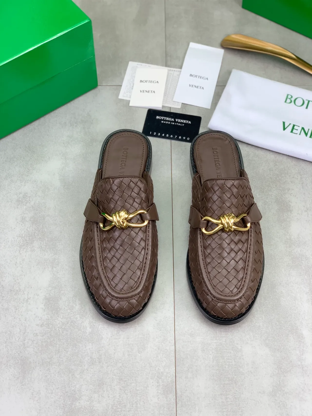 Bottega Veneta Andiamo Marrom Intrecciato Couro Tecido Mocassins 5
