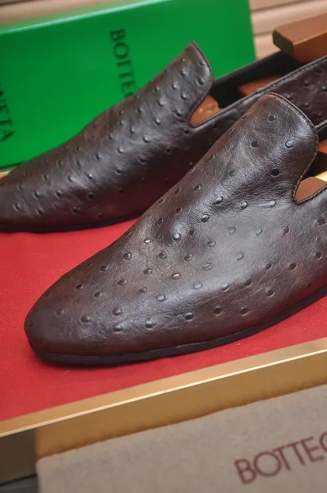 Bottega Veneta Andiamo Mocassins Cuir d'Autruche Marron 2