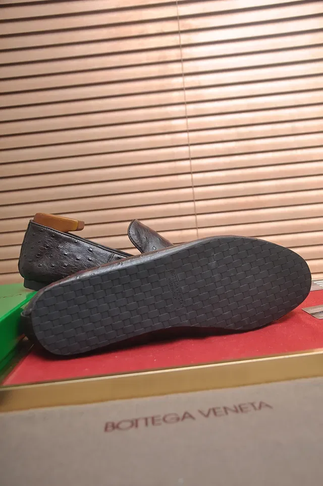 Bottega Veneta Andiamo Mocassins Cuir d'Autruche Marron 3