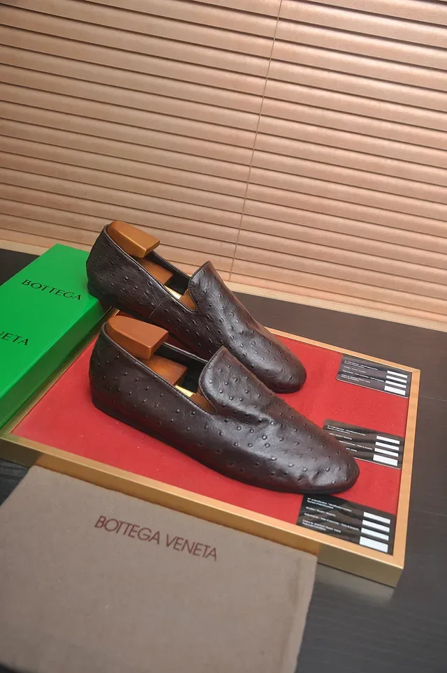 Bottega Veneta Andiamo Mocassins Cuir d'Autruche Marron 4