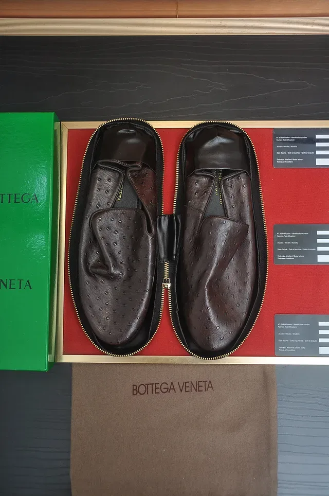 Bottega Veneta Andiamo Mocassins Cuir d'Autruche Marron 5