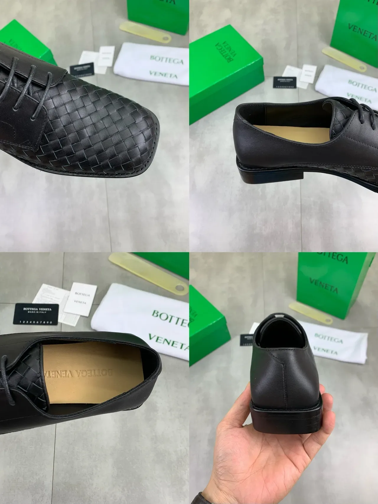 Bottega Veneta Black Intrecciato Woven Toe Smooth Leather Quarters Oxford Shoes 2