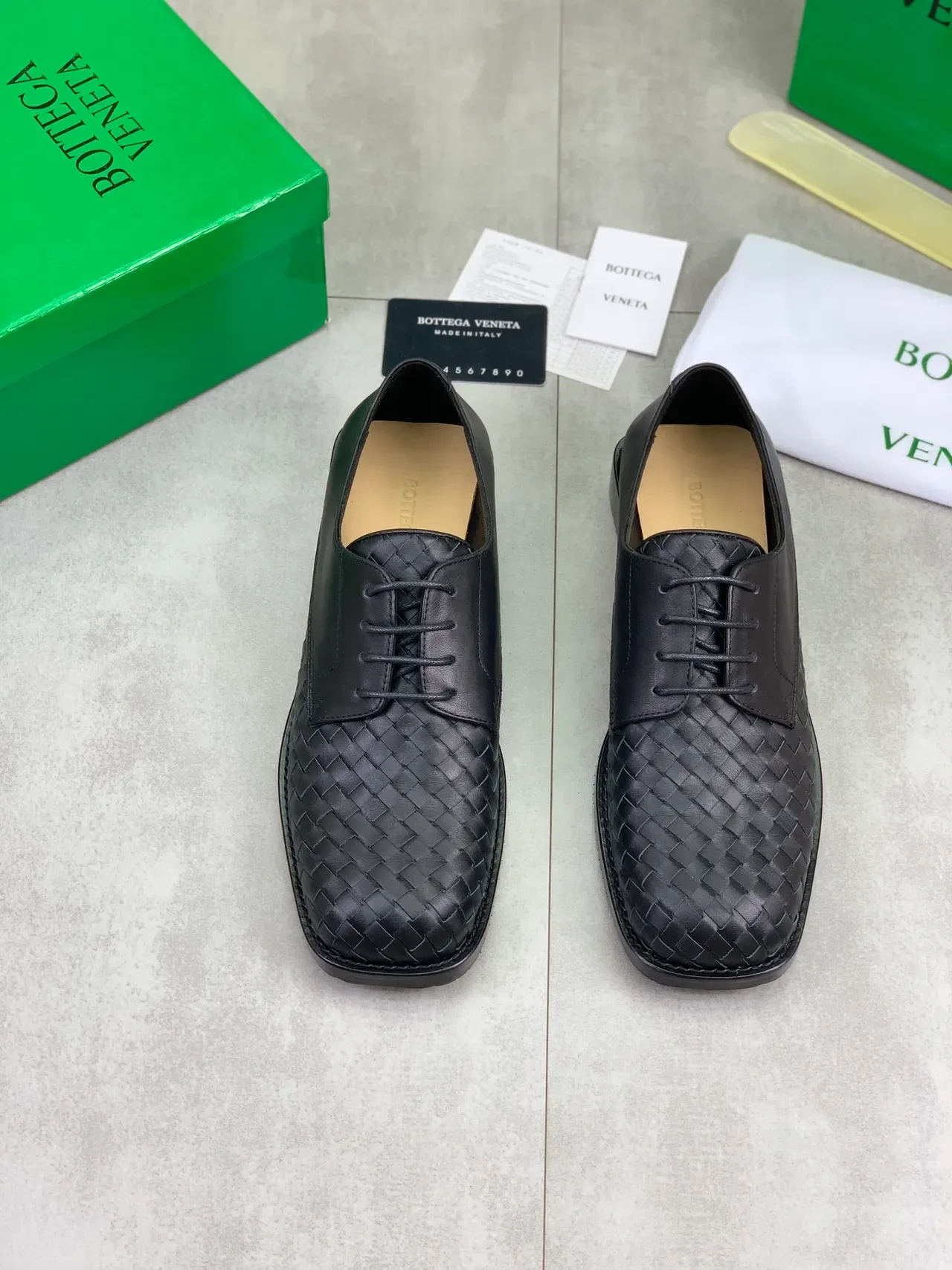 Bottega Veneta Black Intrecciato Woven Toe Smooth Leather Quarters Oxford Shoes 4