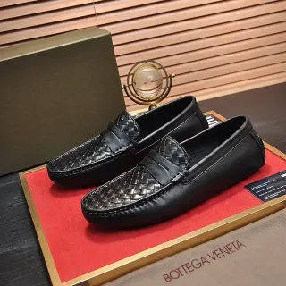 Bottega Veneta Black Intrecciato Woven Vamp Penny Strap Loafer