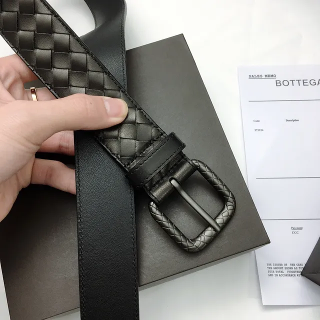 Bottega Veneta Preto Prata Intrecciato Trançado Retangular Fivela Cinto de Couro 8