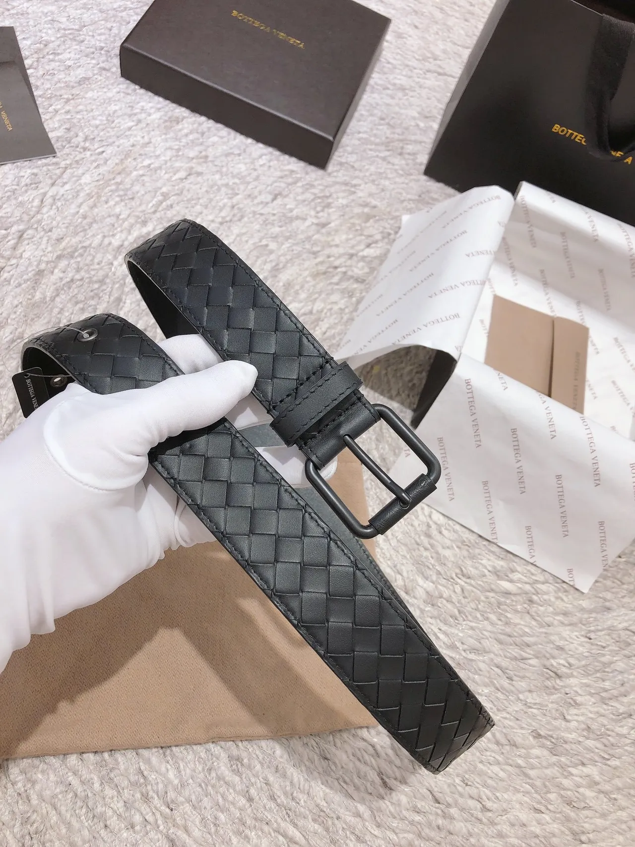 Bottega Veneta Cassette Intrecciato Woven Leather Belt 3