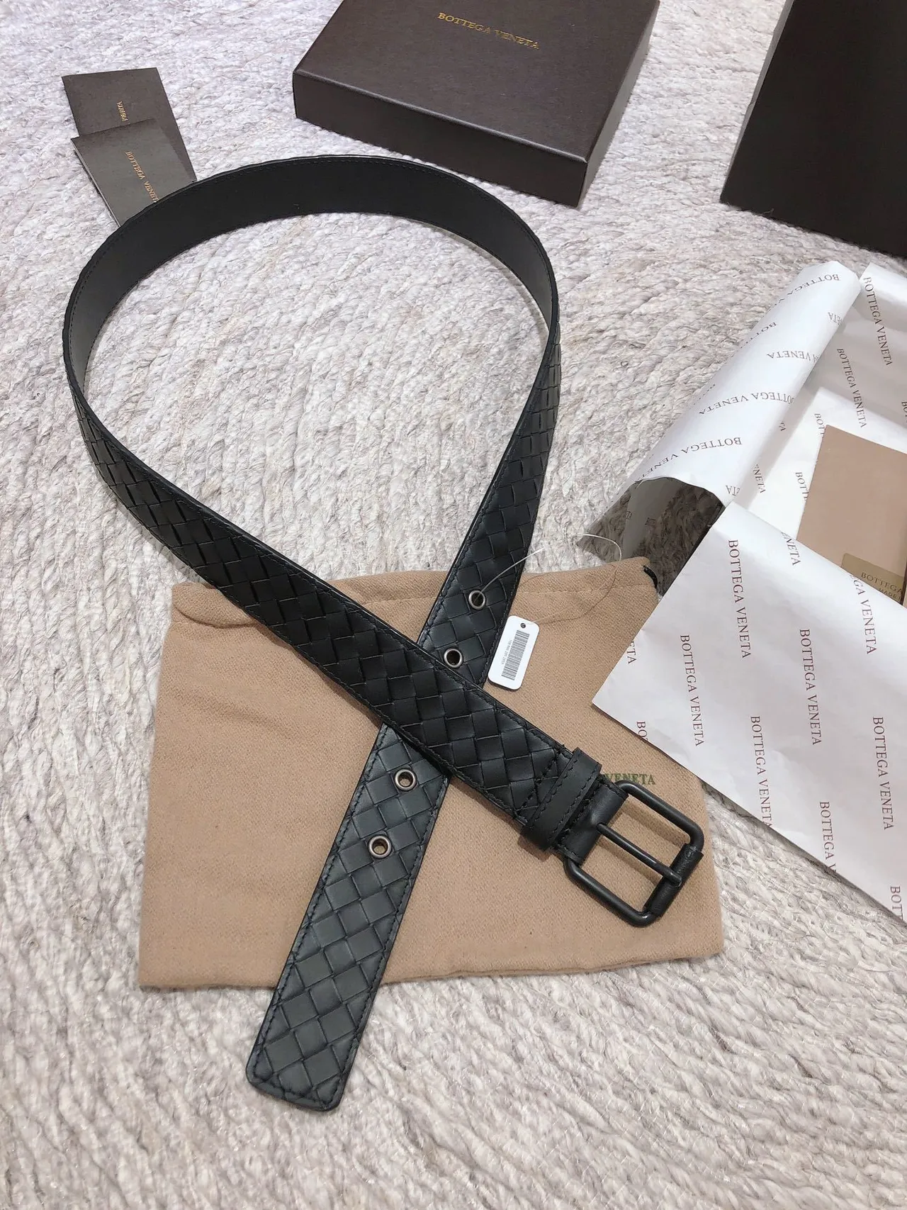 Bottega Veneta Cassette Intrecciato Woven Leather Belt 5