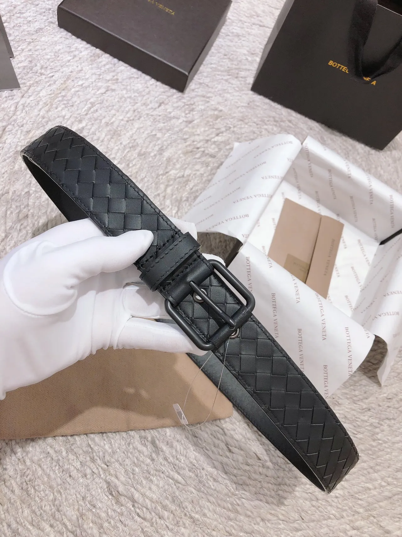 Bottega Veneta Cassette Intrecciato Woven Leather Belt 7