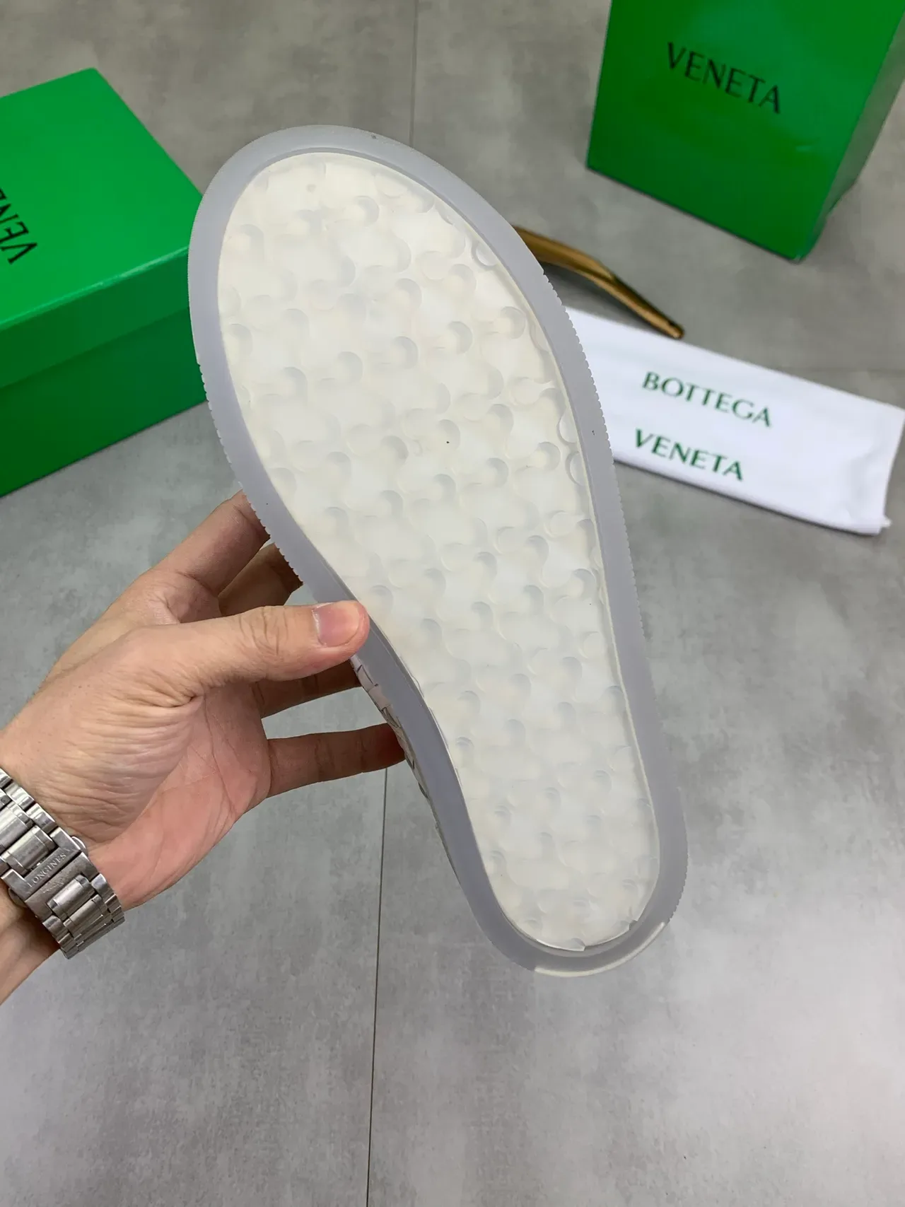 Bottega Veneta Cassette White Woven Leather Lifestyle Sneakers 3