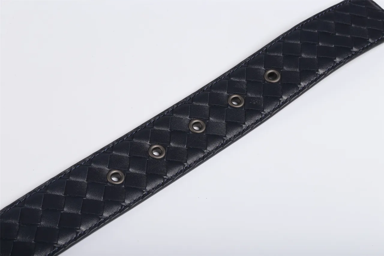 Bottega Veneta Intrecciato tissé Navy ceinture en cuir 3