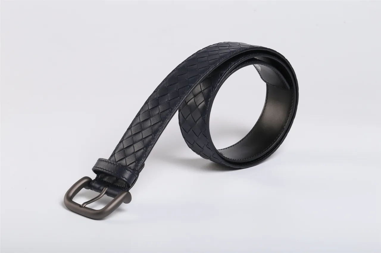 Bottega Veneta Intrecciato tissé Navy ceinture en cuir 6