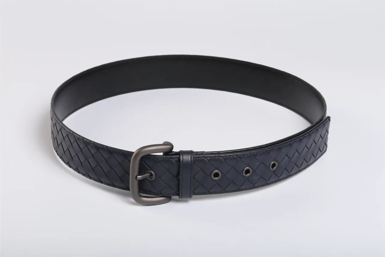 Bottega Veneta Intrecciato tissé Navy ceinture en cuir 9