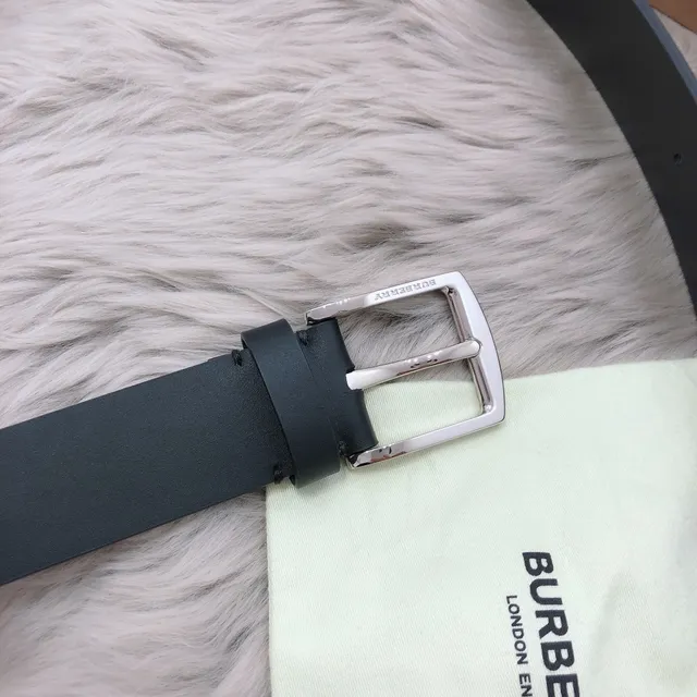 Burberry Black Silver Matte Polished Buckle Leather Belt 3