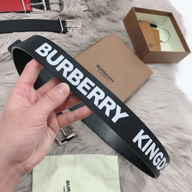 Burberry Black Silver Matte Polished Buckle Leather Belt 4