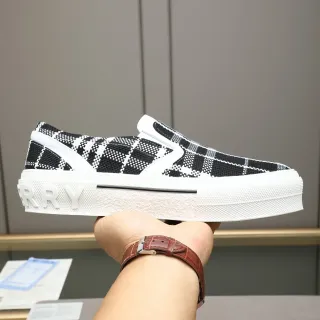 Burberry Black White Slip-On Platform Sole Lifestyle Sneakers