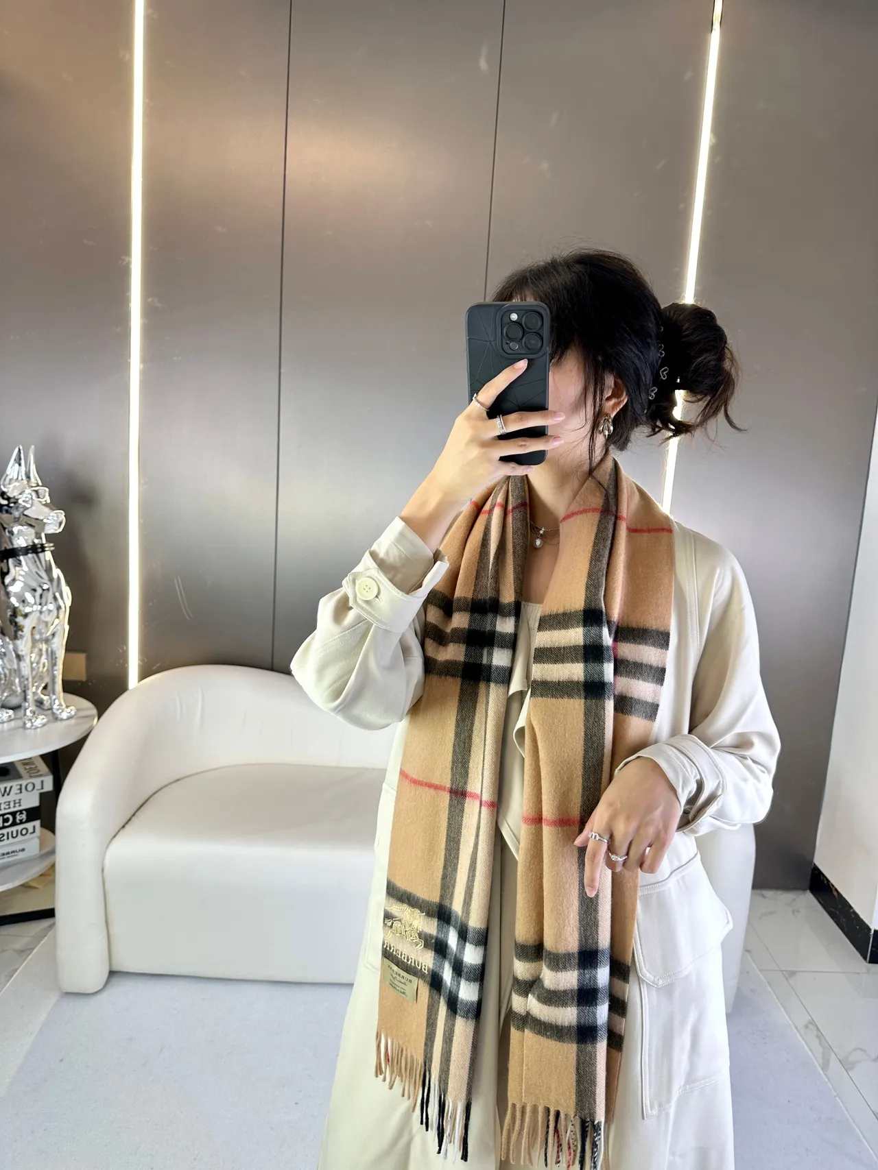بربري كلاسيكي مربعات كشمير شال 3