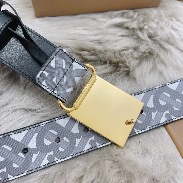 Ceinture en cuir Burberry gris marine monogrammée avec doublure en toile 8