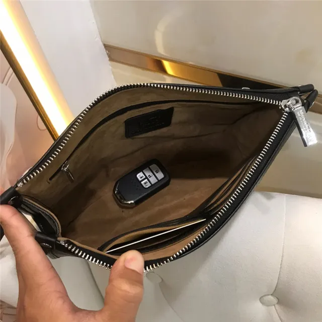 Burberry Knight Black Gray Check-Patterned Zip-Top Wristlet 2