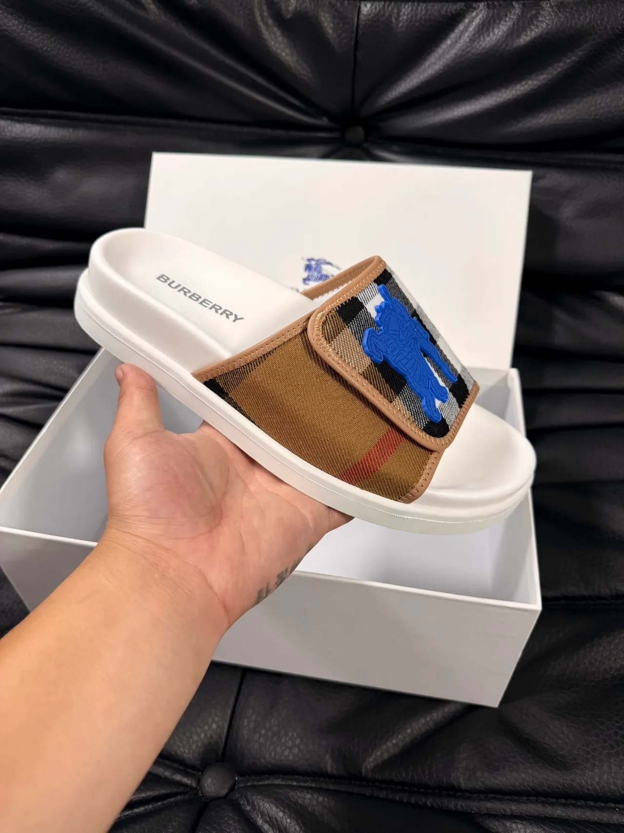 Burberry Knight Check Slide Slippers 4