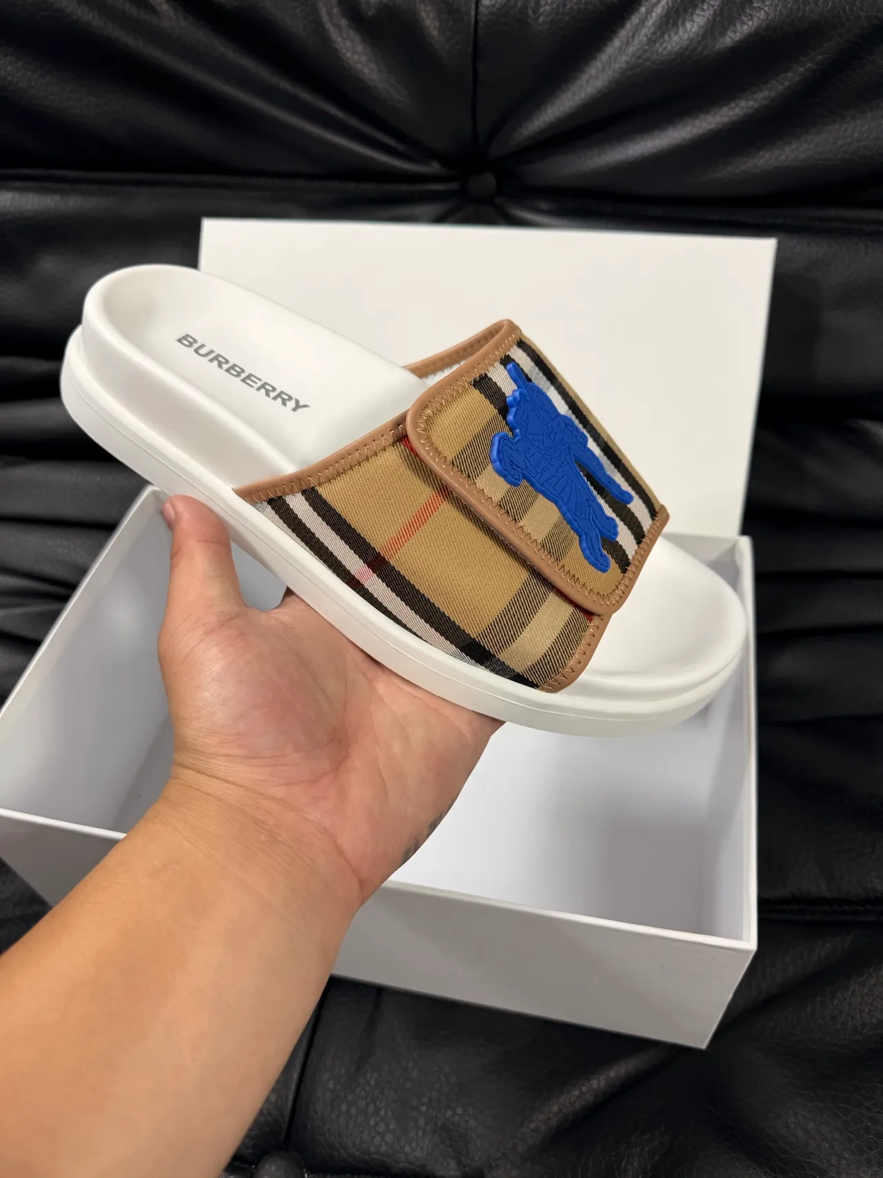 Burberry Knight Check Slide Slippers 5