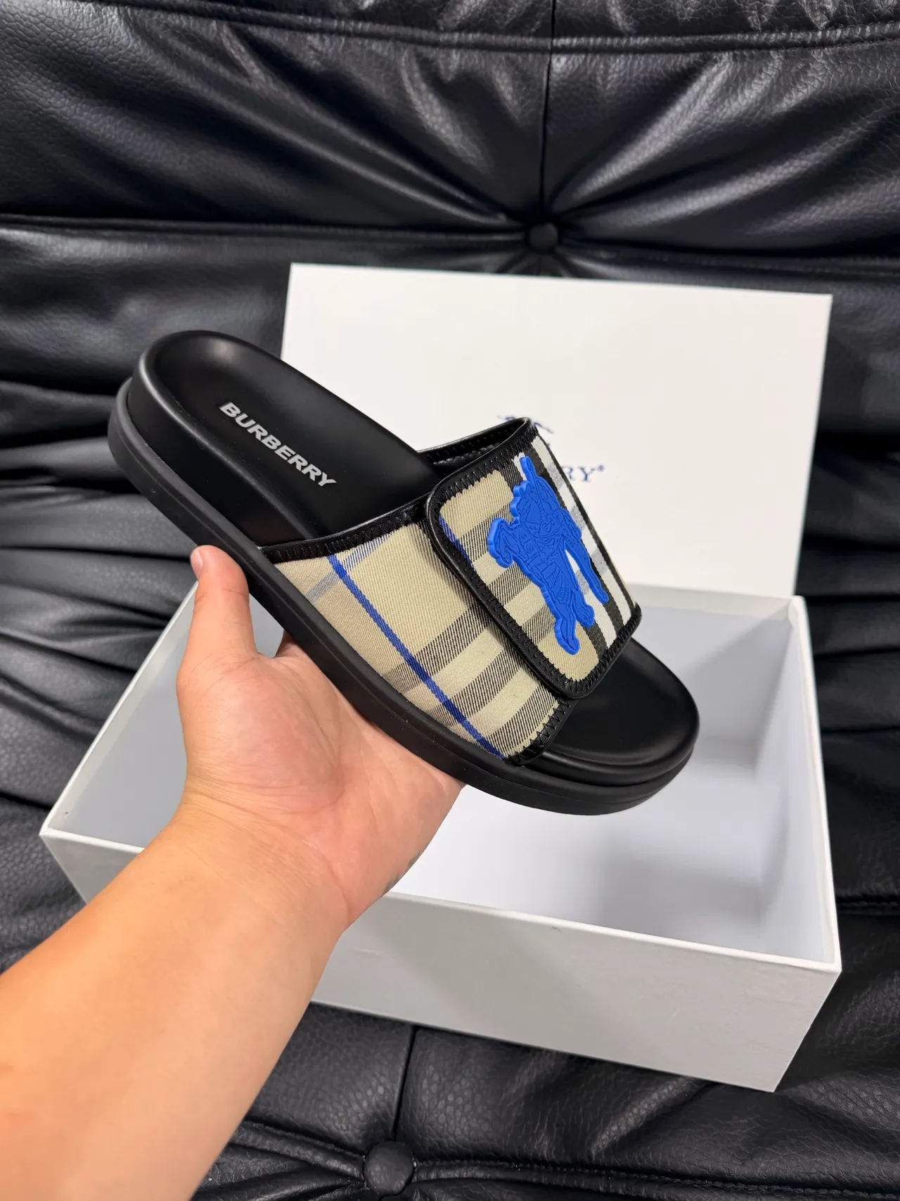 Burberry Knight Check Slide Slippers 8