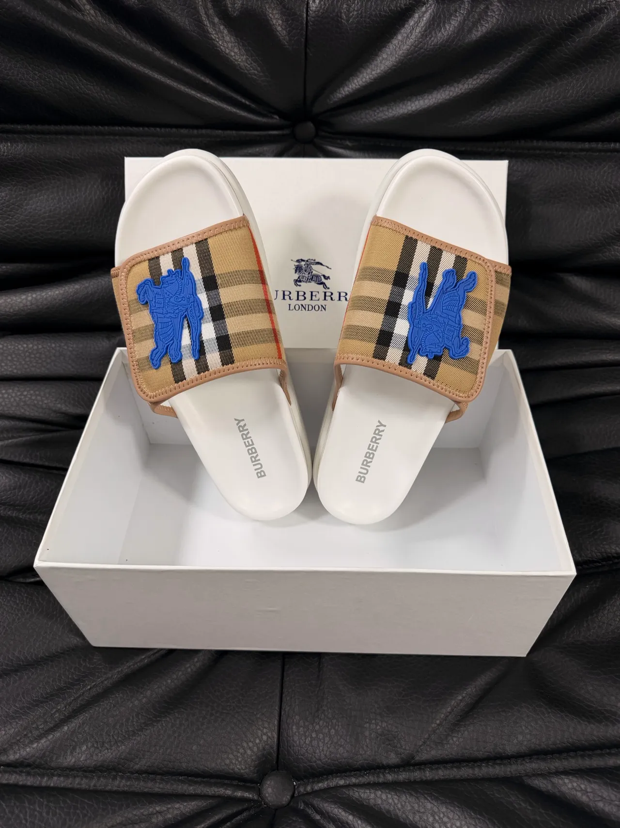 Burberry Knight Check Slide Slippers 10