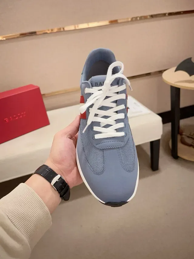 Burberry Knight أزرق غباري خطوط أحمر أبيض أحمر حذاء رياضي أسلوب حياة 5